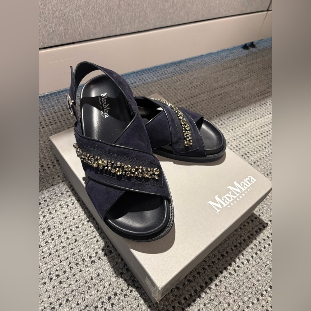 MaxMara Women's Navy Embellished Sandals